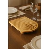 ERKUGO Bambu Dekoratif Top Ayaklı Sunum Tabağı, Servis Tabağı, (23 X 33 cm) Bej