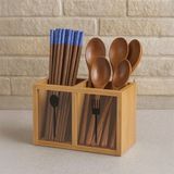 Erkugo Bambu Ikili Kaşıklık Kutusu – Doğal Bambu Çatal Kaşık Düzenleyici, Mutfak Tezgâhı Için Şık ve Dayanıklı Kaşıklık (5 x 13 Cm)