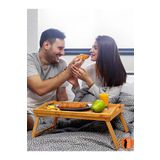 Erkugo Katlanır Ayaklı Bambu Yatak Keyif Tepsisi Portatif Tepsi