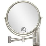 Erlingeryi Duvara Monte Makyaj Aynası 10x Büyüteç Aynası Çift Taraflı Makyaj Makyaj Aynası, Banyo için, 20,32 cm Nikel Kaplama