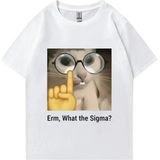 Erm, What The Sigma? Meme Funny T-Shirts Silly Cat Humor Print T Shirt Men Women Cute Vintage - Beyaz - XL