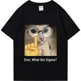Erm, What The Sigma? Meme Funny T-Shirts Silly Cat Humor Print T Shirt Men Women Cute Vintage - Siyah