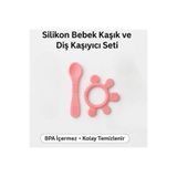 ermaslicon Bebek Diş Kaşiyici Ve Kaşik Seti - Parmak Model Dişlik Ve Mama Kaşiği Pembe