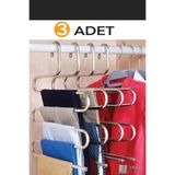 Ermek 3lü Set 5 Katlı Askılık Metal Pantalon Eşarp Ve Elbise Askısı Krom