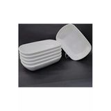 Ermiya 8 Adet Beyaz Melamin Kayık Tabak 14x10cm Orta Boy Salata Tabağı