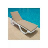 Ermiya 8699488418762 Bej 180-55-5 Cm Şezlong Minderi Yıkanır Silinir Fermuarlı Arkası Kuşaklı Dış Mekan Kumaşı