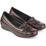 Ern Shoes Kadın Topuk Jelli Içi Hakiki Deri Anne Ayakkabısı - Bordo