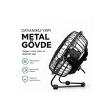 Ernet Group USB ŞARJLI - METAL GÖVDE 14.5X7.5X15CM MİNİ MASAÜSTÜ FAN - VANTİLATÖR EFN-482 606Gok18165400006