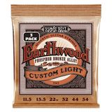 Ernie Ball Earthwood Özel Hafif Fosfor Bronz Akustik Gitar Telleri 3'lü Paket - 11.5-54 Kalınlık