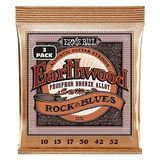 Ernie Ball Earthwood Rock and Blues Akustik Gitar Telleri Fosfor Bronz, Sarılmamış G String, 3 Paket, Ölçü 10-52