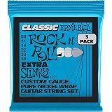 Ernie Ball Ekstra Slinky Klasik Rock and Roll Elektro Gitar Dizeleri Saf Nikel Yara 3'lü Paket Ölçer 8-38