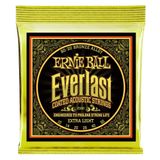 Ernie Ball Everlast Ekstra Hafif Kaplamalı 80/20 Bronz Akustik Gitar Telleri, Ölçü 10-50