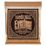 Ernie Ball Everlast Ekstra Hafif Kaplamalı Fosfor Bronz Akustik Gitar Telleri, Ölçü 10-50