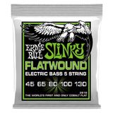 Ernie Ball Normal Slinky 5-String Flatwound Elektro Gitar Telleri, Ölçü 45-130