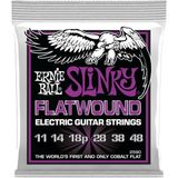 Ernie Ball Power Slinky Flatwound Elektro Gitar Telleri 11-48 Ayar (P02590) - Renkli