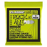 Ernie Ballu Düzenli Slinky Klasik Rock and Roll Elektro Gitar Dizeleri Saf Nikel Yara 3 Paket Ölçer 10-46