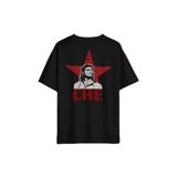 Ernosto Che Guevara Red Star Kırımızı Yıldız Sırt Ön Baskılı Oversize Tişört Unisex T-Shirt Siyah
