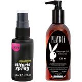 Ero Clitoris Mucizevi Kadınlara Özel Sprey 50 Ml+Playboy Mucizevi Massage Oil Masaj Yağı 120 ml - 1li