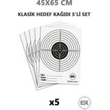Erol Av 45X65 cm Klasik Atış Hedef Kağıdı Puan Tablolu 5'li Set - Havalı & Ateşli Tabanca Hedefi
