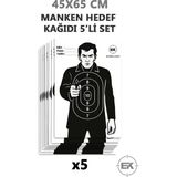 Erol Av 45X65 cm Taktik Manken Atış Hedef Kağıdı Puan Bölgeli 5'li Set - Siluet Poligon Hedefi