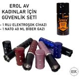 Erol Av Kompakt Savunma Seti - Jenix Savunma Spreyi ve Gizli Tasarım Ruj Cihaz - Mavi