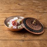 Erol Bakır El Yapımı %100 Bakır Kapaklı Mini Şekerlik / Lokumluk (Mandala Desenli)