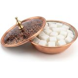 Erol Bakır El Yapımı %100 Bakır Kapaklı Mini Şekerlik / Lokumluk (Osmanlı Arabesk Desenli)