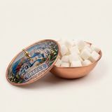 Erol Bakır El Yapımı %100 Bakır Kapaklı Mini Şekerlik / Lokumluk (Yunanistan Santorini Desenli)