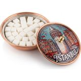 Erol Bakır El Yapımı %100 Bakır Kapaklı Şekerlik / Lokumluk (Istanbul Galata Kulesi Desenli)