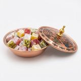 Erol Bakır El Yapımı %100 Bakır Kapaklı Şekerlik / Lokumluk (Istanbul Tarihi Çarşı Desenli)