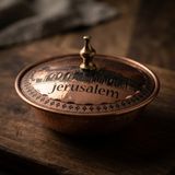 Erol Bakır El Yapımı %100 Bakır Kapaklı Şekerlik / Lokumluk (Jerusalem Desenli)