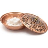 Erol Bakır El Yapımı %100 Bakır Kapaklı Şekerlik / Lokumluk (Mandala Işlemeli)