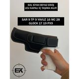 Erol Kara Av Spor Sol Iç Tabanca Taşıma Kılıfı Ucu Kapalı Sar 9 Tp 9 Yavuz 16 Mc 28 Glock 17 19 Px9 - Siyah - Siyah