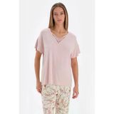 Eros 33520 Pamuklu Dantel V Yaka Kısa Kollu Kadın Pijama Takımı