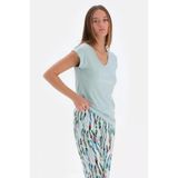 Eros 33580 Pamuklu Kısa Kollu V Yaka Kadın Pijama Takım