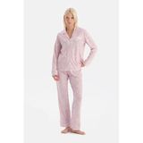 Eros Açık Pembe Şal Desenli Gömlek Pantolon Takım, 2XL
