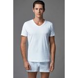 Eros Erkek Beyaz V Yaka T-Shirt 2 Li ERS039 - Çok Renkli