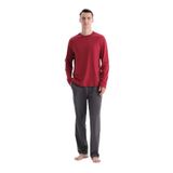 Eros Erkek Pijama Takımı, Bordo Triko Bantlı Tişört Pantolon, L Beden