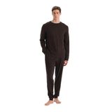 Eros Erkek Pijama Takımı, Koyu Kahve, 2XL Beden,%50 Pamuk%50 Modal