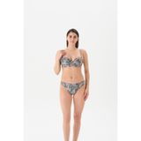Eros Kadın Straplez Kapılı Bikini Takımı, Kiremit-Mavi, 40 Beden