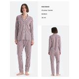 Eros Kısa kol Desenli Bisiklet yaka ESK0224Y0045 Kadın Gömlek, Pantolon, Bordo, 36