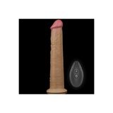 Erox Belden Bağlamalı 25 Cm Çift Katmanlı Platin Silikon Uzaktan Kumandalı Titreşimli Dildo Ten