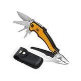 Erpillar Çok Fonksiyonlu Alet 9'u 1 Arada, X-Large, Uzun Burun Pense, Tel Kesici, Bıçak, Şişe Açacağı, Tornavida, Testere Bıçağı, Keseli - Sarı 980045