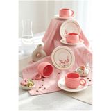 ers erbaşlar Pembe Tombul Sakura 12 Parça 6 Kişilik Lüx Seramik Kahve Fincan Takımı