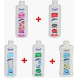 Ersağ Genel Temizlik 1000 ml + Banyo Wc Temizleyici 1000 ml + Bulaşık Sıvısı 1000 ml + Sıvı Sabun 1000 ml + Yağ Çözücü 1000 ml