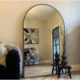 Ersan Dizayn 100X180 Siyah Metal Çerçeve Oval Ayaklı Boy Aynası - Eskitme