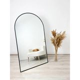 Ersan Dizayn Oval Ayaklı Metal Çerçeve Siyah Ayna 100 x 180 cm Elektrostatik Boyama Özellikli - Eskitme - 100x180