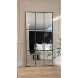 Ersan Dizayn Siyah Metal Çerçeveli Modern Pencere Boy Aynası - 80x180 Cm Siyah