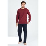 Erse Erkek %100 Pamuk Bordo Bisiklet Yaka Selanik Dokuma Kalın Kışlık Pijama Takım