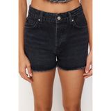 Ersefa Büyük Beden Moda Denim Yüksek Bel Dar Paça Gündelik Siyah Solmayan Esnek Skinny Şort - 50